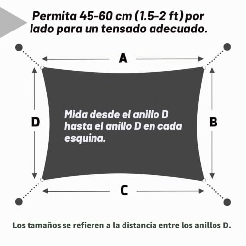 Toldo vela rectangular contra el calor sofocante en el patio con tejido transpirable crema 6