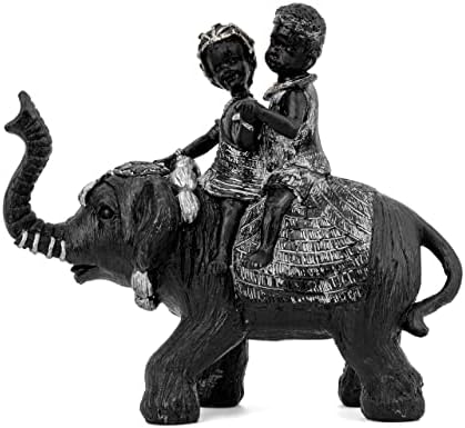 Leekung Elephant Statues for Home Decor Accents,Elephant Decor for Shelves,Elephant Figurines with Trunk up for Shelf Bookshelf Table Living Room Decorations,African Animal for Woman Black