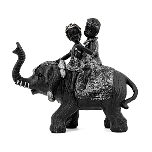 Leekung Elephant Statues For Home Decor Accents,Elephant Decor For Shelves,Elephant Figurines With Trunk Up For Shelf Bookshelf Table Living Room Decorations,African Animal For Woman Black #TOP21