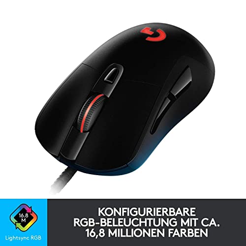 Logitech G403 HERO Gaming-Maus mit HERO 25K DPI Sensor, LIGHTSYNC RGB, geringes Gewicht von 87g und optionales 10g Gewicht, geflochtenes Kabel, PC/Mac - Schwarz