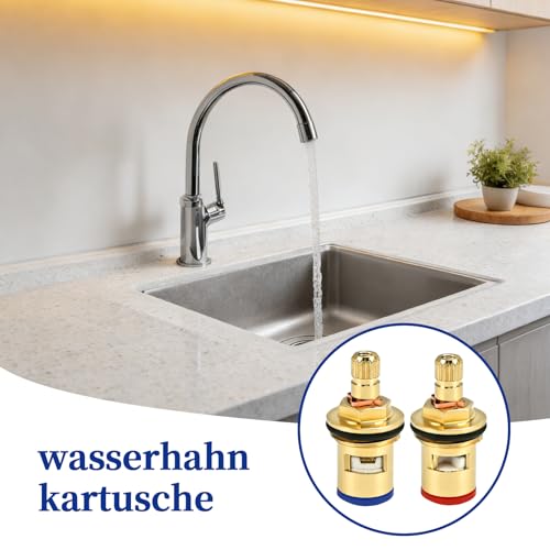 JAXICREY 2 Stück Wasserhahn Einsatz, Ventiloberteil 1/2 Zoll Universal Keramik Messing Kartusche Wasserhahn Wasserhahnventil Dicht Ventil Armatur Ersatzteile für Badezimmer Küche