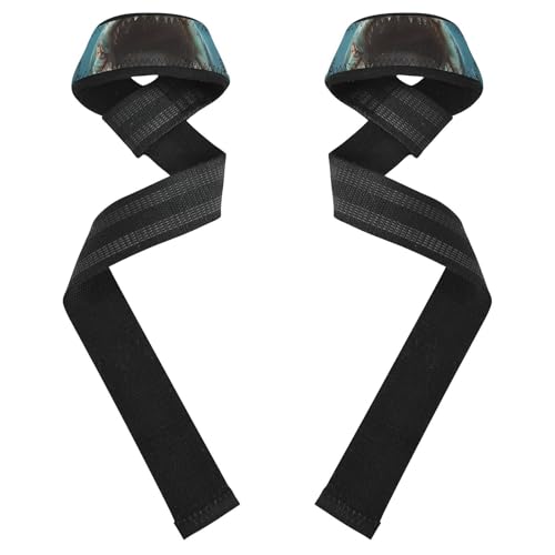 Nander Fierce Deep-sea Sharks Wrist Straps for Weightlifting,Lifting Straps with Neoprene Cushioned Wrist Padded and Anti-Skid Silicone for Strength Training,Bodybuilding,Deadlifting