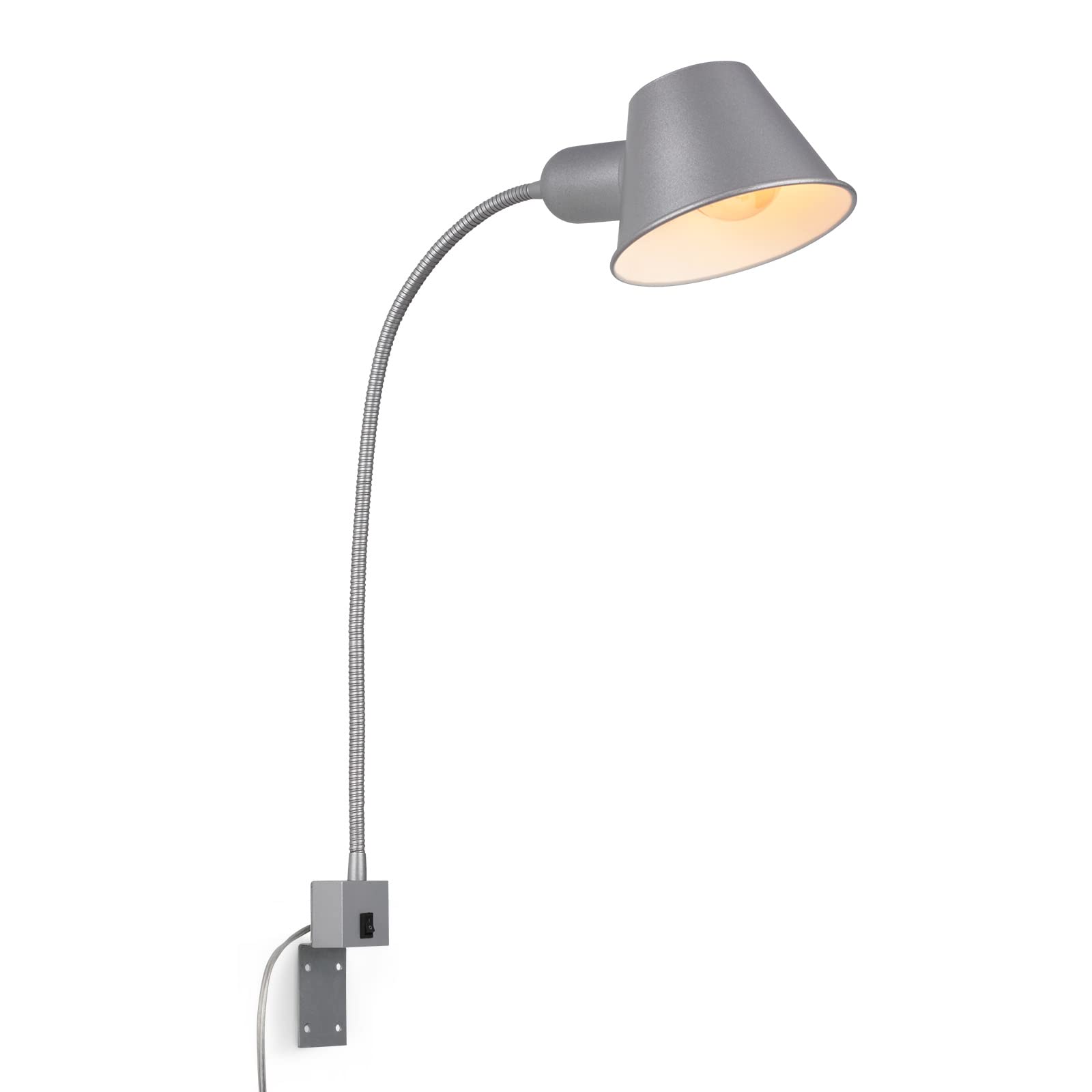 Lampe de lit flexible en chrome mat liseuse design BRILONER de 63 cm E27