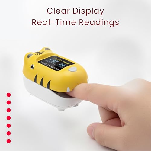 Image of CMS50Q1 Kids Digital Finger Pulse Oximeter, SpO2 and Pulse Rate Monitor with Pulse Waveform, Bar Graph, Adjustable Display Mode & Brightness, Voice & PR Sound Alerts, Auto Power-Off, Low Battery Indicator