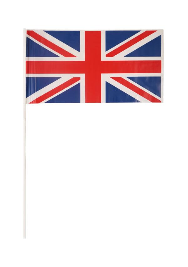 Union Jack Hand Flag with Stick – 29cm x 17cm – UK Mini Flag for Parties, Parades, Celebrations & Events (6)