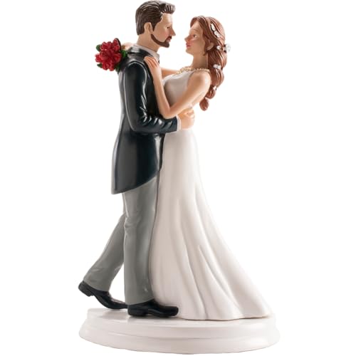 Dekora - 305001 Figurine Mariage 3D Couple Marié Dansant, Resine, Blanc, 20cm