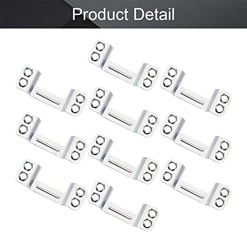 Image of MroMax 50PCS Sawtooth Picture Hangers Iron Picture Hangers 1.69 inch x 0.63 inch 4-Hole Picture Frames Hangers for Hanging Clock Paintings Artwork Picture Frame Hook Photos Silver