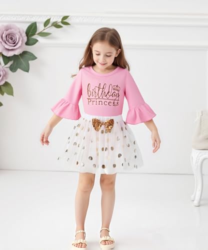 LYSMuch Kids Toddler Baby Girls Birthday Outfits Princess Vest Long Sleeve Shirt Mesh Bubble Tutu Skirt Set2