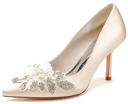 Minishion Formal Dress Shoes for Women Stiletto High Heel Wedding Pumps with Bows MS306