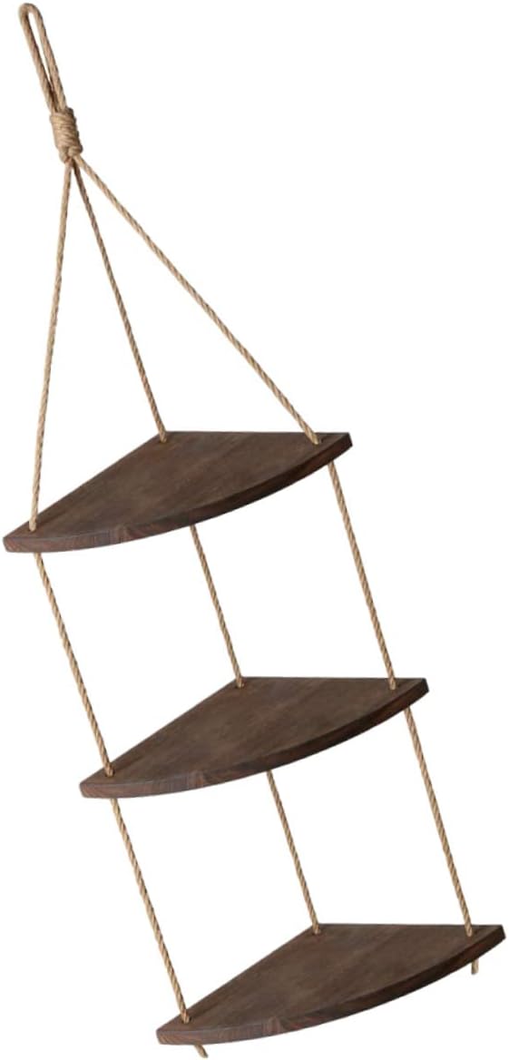 Wooden Wall Flower Pot Rack Flower Pot Shelf Hemp Rope Wall Mounted Storage Shelf