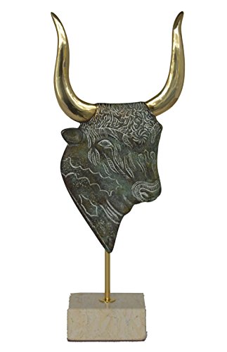 Talos Artifacts Minoan Bullhead Statue Reproduction Sculpture on Marble - Palace of Knossos