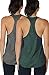 icyzone Débardeur de Yoga Femme Running Shirts sans Manches Sport Fitness Tank Top, Paquet de 2 (M, Gris foncé/Vert Armée)