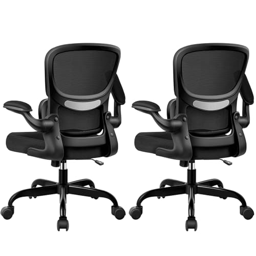 Image of ALLGOD Ergonomic Office Chair, Breathable Mesh Ergonomic Desk Chair with Lumbar Support, Flip-up Armrests, Computer Chairs Comfortable for Home, Office, Work, Standard, 2 Pack