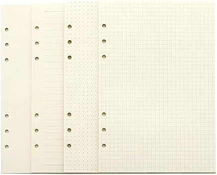 A5 Planner Inserts, Refillable for Filofax Refills,Harphia,6 Ring Binder Refill,Dot,Line,Grid,Plain,80 sheets/160 Pages for Premium 100 GSM Thickness(A5 5.59 x 8.27'')