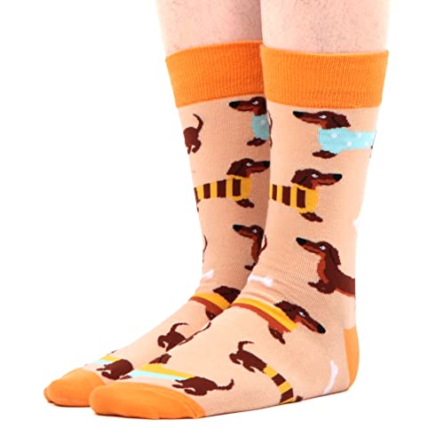 WeciBor Damen Lustige Bunte Socken, 6 Paar Mehrfarbig Dackel, Größe 35-38