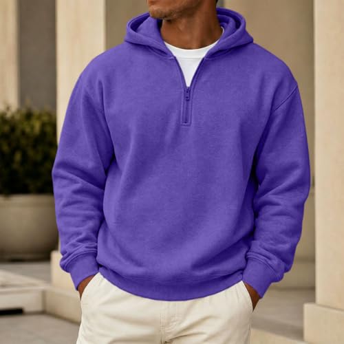 Mens Zip Up Hoodie Fleece 1/4 Zip Big and Tall Classic Lightweight Hoodie - image 2