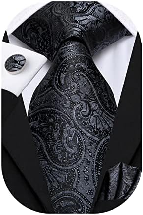 Hi-Tie Ties for Men Silk Necktie Handkerchief Cufflinks Wedding Formal Party Gift for Men