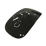 UrChoiceLtd® Ratón Inalámbrico Silencioso Ultra Delgado 2,4 GHz USB Receptor Nano óptico Ergonómico Juegos Oficina Ratón Portátil / PC / Tableta / MacBook （Negro）