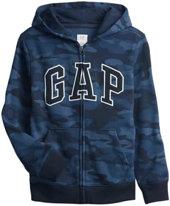GAP Boys Logo Hoodie Hooded Full Zip Sweatshirt Camouflage XS