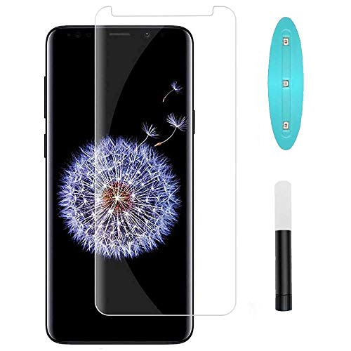 Image of uv tempered glass for samsung galaxy s8 / samsung galaxy s9 advanced border less full edge to edge full screen coverage full screen coverage uv screen protector guard with installation kit - pack of 1