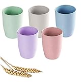 Lightweight & Unbreakable reusable cups(12OZ) , Microwave & Dishwasher Safe cups, Eco-Friendly Wheat...