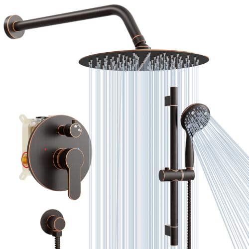 Image of SR SUN RISE 10 inch Shower Faucet Set with Shower Slide Bar,Oil Rubbed Bronze