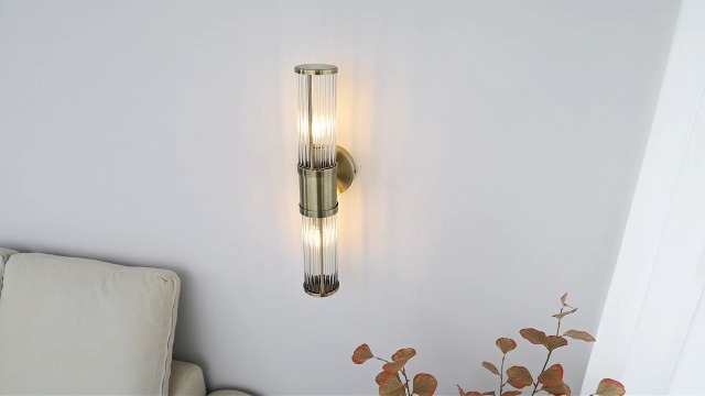 Image of Modern Vanity Light Fixture, Brushed Bronze Wall Sconce with Glass Rod Shades, 2-Light Bathroom Mirror Lighting for Bronze Bathroom Light Fixture & Makeup Application (Bulbs Not Included)