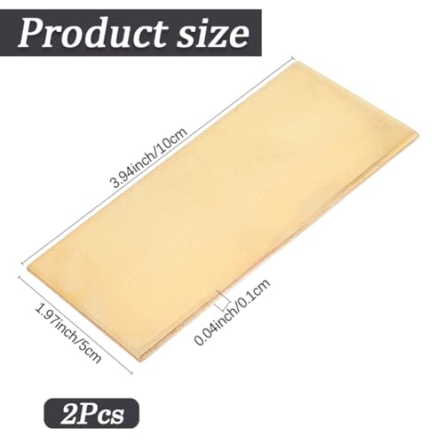 SOFPLATE 2 Stück Messingplatte 1mm Messing Platte Klein 5 x 10cm Unbeschichtetes Reine Messingplatte Für Handwerk Modellrep Gravur Basteln DIY und Schmuckherstellung Industriellen Gebäudedekoration