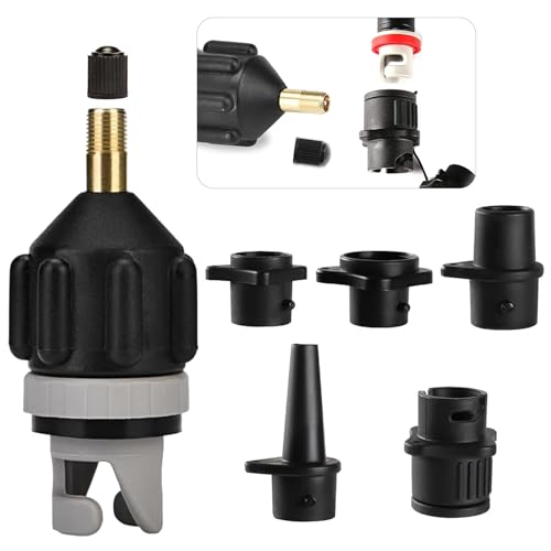 SUP Adapter für Kompressor SUP Ventil Adapter Aufblasbarer mit 4 Stück Gasdüse Inflatable, Stand Up Paddle Board Pumpe Adapter für schlauchboot pumpe Ventiladapter sup zubehör für Paddelboard Kajaks