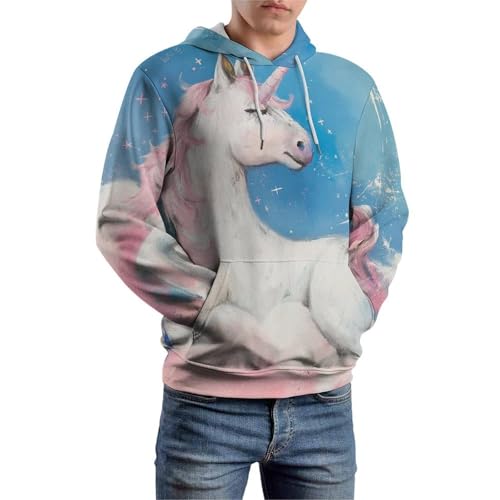 Sweatshirt Pullover Licorne Nuages Roses Homme Femme Taille S - 6