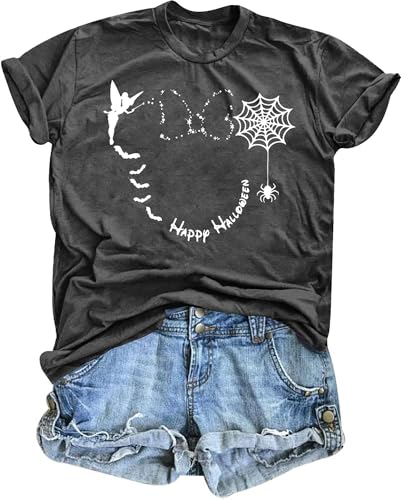 Happy Halloween Shirts Women Magical Halloween T Shirt Funny Spider Web Graphic Shirts Spooky Season Tee Tops