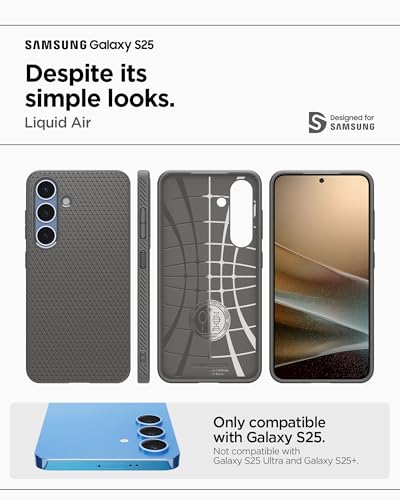 Image of Spigen for Galaxy S25 Case, Liquid Air [No Magnet Ring] [Military-Grade Protection] - Marble Gray