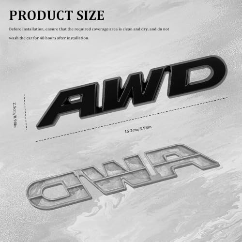 Image of AWD Emblem Sticker, Car Exterior Emblems Badge, 3D Metal Tailgate Side Sticker Badge, Car Decoration Accessories Self Adhesive Logo Emblem Fit for Trunk Tailgate Fender (AWD, Black)