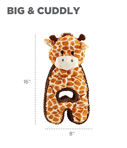 Petstages Cuddle Tugs - Quietsch-Plüschspielzeug für Hunde - Giraffe - robust - Gelb - Einheitsgröße