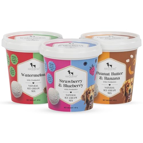 Image of HUFT Prebiotic Natural Ice Cream Mix Dog Treats Combo Pack - Strawberry & Blueberry, Watermelon & Peanut Butter Banana | 40 gm Each (Pack of 3) | Easy-to-Make Frozen Treats for Dogs