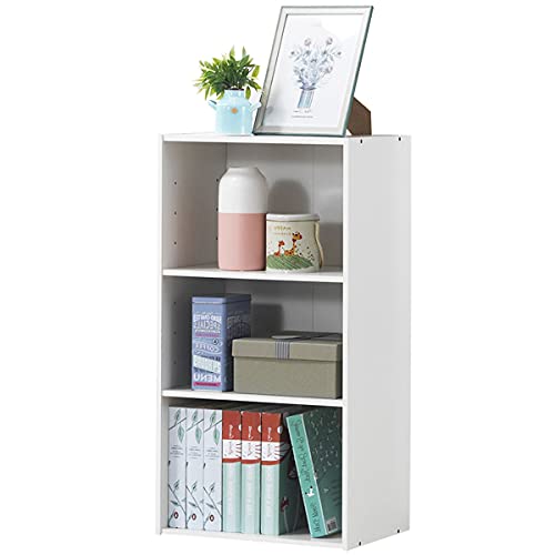 Giantex 3 Shelf Bookcase Book Shelves Open Storage Cabinet Multi-Functional Home Office Bedroom Furniture Display Bookcases (White)