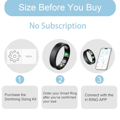Smart Ring, Fitness & Health Tracker/Sleep/HRV/Heart Rate/SpO2 (Black,08#) by Domhong - Used condition - Image 8