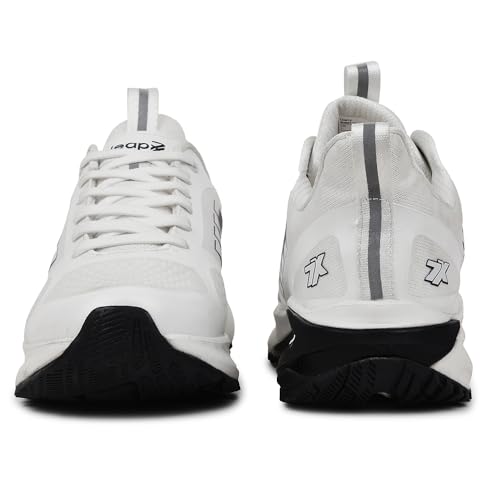 Image of Liberty Leap7x RUNNY-1E Lacing Sports Running Shoes for Men - White & Black | Comfortable and Durable Lace-Up Closure - Suitable for Lacing Walking, Gym, Jogging Shoes for Gents - Cushioned Footbed