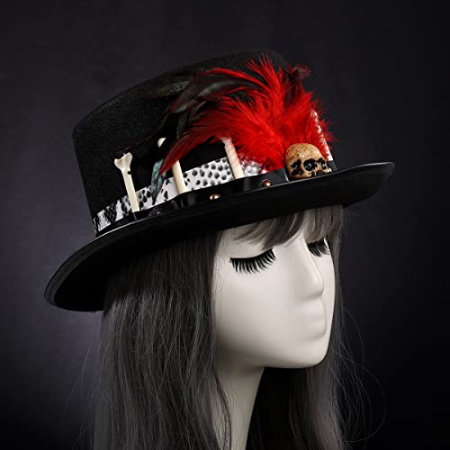 Image of Women Voodoo Hats Witch Doctor Top Hats Skull Feathers Hat
