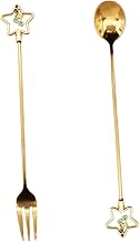 Luxshiny 2 Peças Garfo Estrela De Cinco Pontas Colher Colheres De Chá Talheres Colheres De Sobremesa Colheres De Servir De Metal Colheres De Condimentos Colher De Bolo Colher De Bistrô