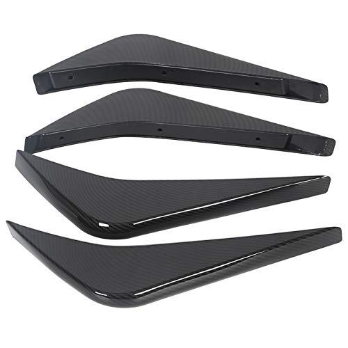 KUAFU Black Rear Bumper Lower Air Diffuser Fins Kit Compatible with 2014-2019 Corvette C7 Carbon Fiber Style