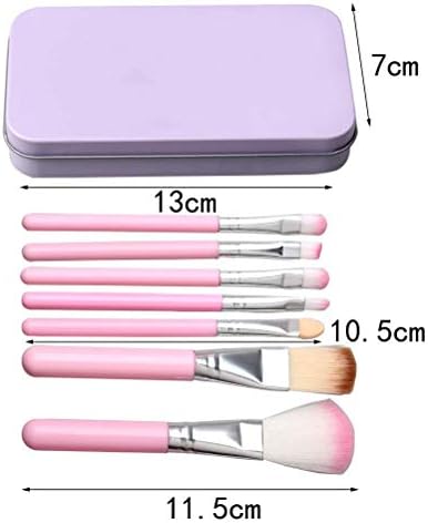 ZHIYE Children Makeup Brushes, 7Pcs Makeup Brush Set Foundation Eyebrow Eyeliner Brush Cosmetic Concealer Brushes for Kids Girls, Women trave - Pink with case
