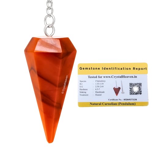 Image of Carnelian Pendulum Dowsing Tool - Natural Crystal Pendulum for Spiritual Guidance - Premium Dowser Pendulum for Accurate Divination and Energy Healing - Perfect for Energy Healing and Chakra Balancing - Handcrafted with Precision and Elegance