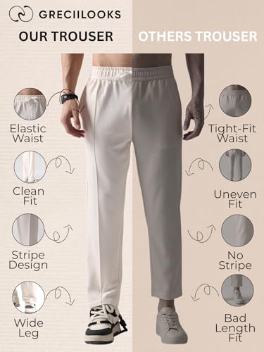 Image of GRECIILOOKS Men's Lycra Cargo Track Pants - Loose Fit Joggers for Men | Korean Style Travel & Lounge Wear with Pockets (Available in Plus Size)