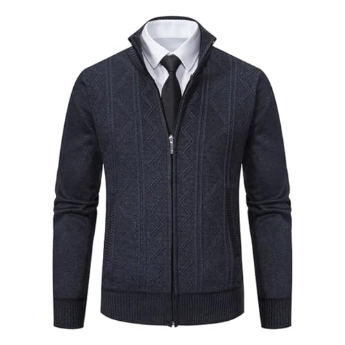 Men's Cardigan Stand Collar Knitted Sweatercoat Business Casual Warm Sweater Knit Outerwear3