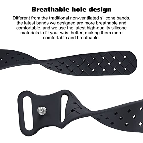 Image of Silicone Braided Weave Bands Compatible with Apple Watch 38mm 40mm 41mm 42mm 44mm 46mm 45mm 49mm, Replacement Sport Breathable Strap for iWatch Series 11 /10 /9 /8 /7 /6 /5 /4 /3 /2 /1 Ultra SE Women Men, Midnight