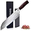 DiiHAUZZ 7 Inch Japanese Style Chef Knife, Ultra Sharp Santoku Knife High Carbon Stainless Steel, Forged Professional Kitchen Knives with Ergonomic Pakkawood Handle and Edge Guard, Gift Box