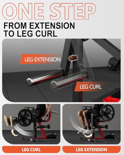 Image of GMWD Leg Extension and Curl Machine, Lower Body Special Leg Machine, Adjustable Leg Exercise Bench with Plate Loaded, Leg Rotary Extension for Thigh, Home Gym Weight Machine