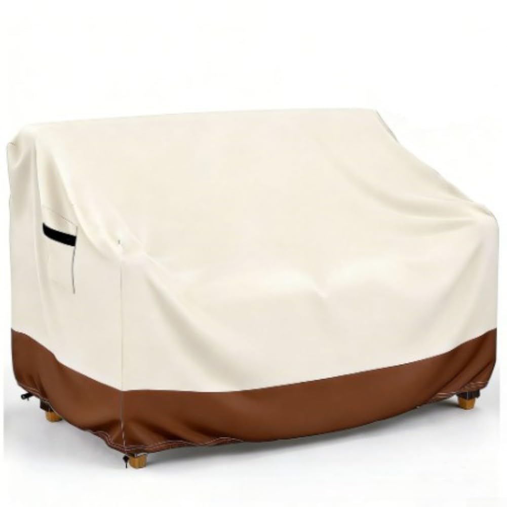 Wasserdichte Gartensofa Abdeckung aus 420D Oxford Gewebe mit Belüftung und Kordelzug für Outdoor Möbel Schutz vor Regen UV Wind für STAUB Beige(198.12 * 83.82 * 81.28cm)
