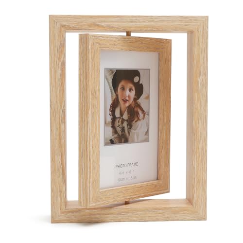 VOSSOT Drehbarer Bilderrahmen 10x15 Doppelseitiger 2 Fotos Picture Frame...